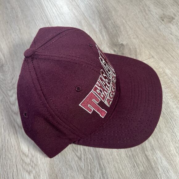 Vintage Texas A&M Aggies Hat Snapback College Red Maroon Wool‎ Blend Cap USA - Picture 9 of 10